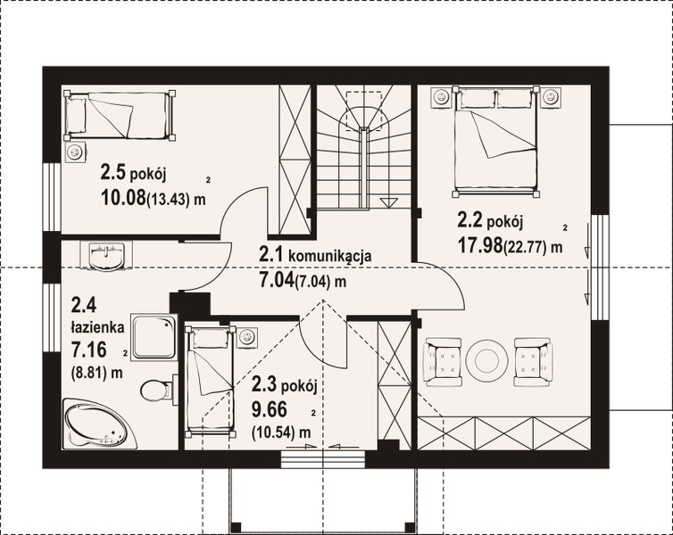 Poddasze projektu Hebdów a3 dw