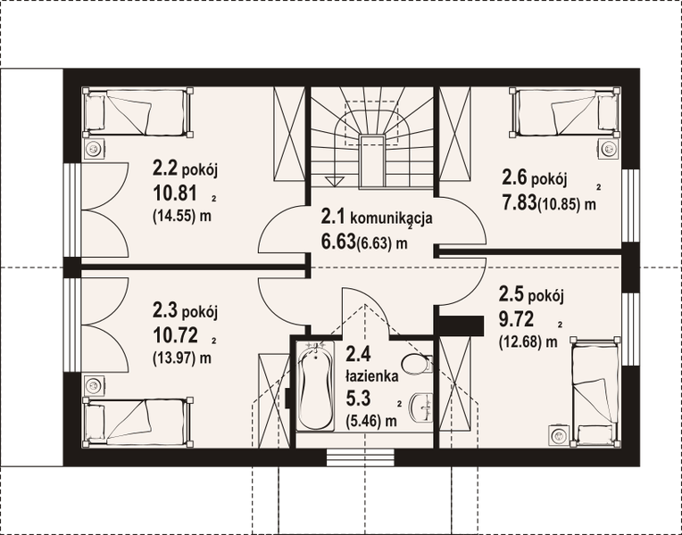 Poddasze projektu Żarki a3 dw