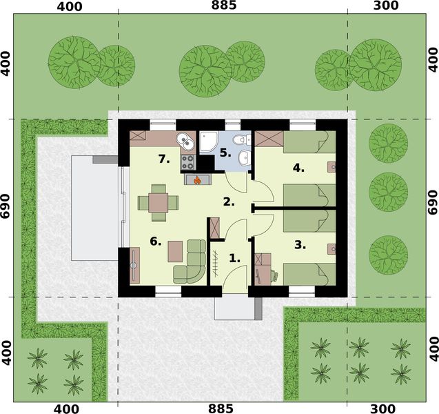 Parter projektu Leon C dom całoroczny, mieszkalny