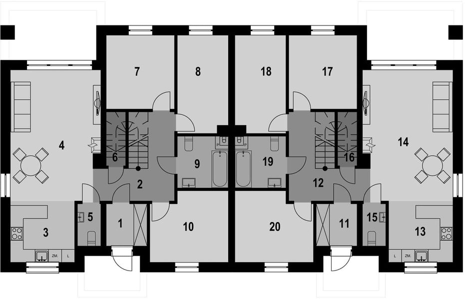 Parter projektu Eco 42 dwulokalowy