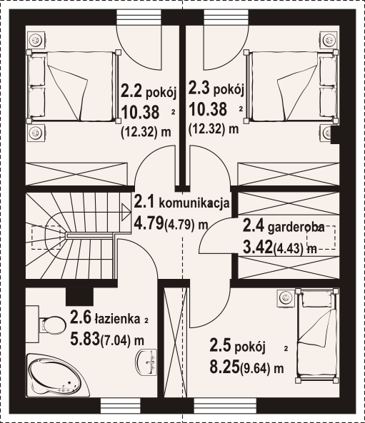 Poddasze projektu Grodziec bb 70 dws