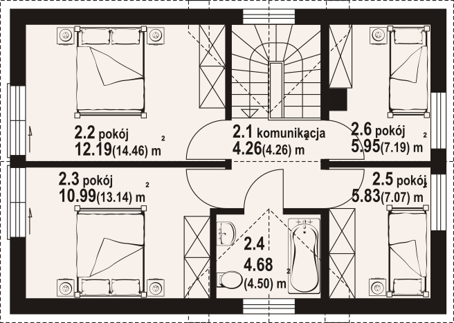 Poddasze projektu Osieczno bb 70 dws