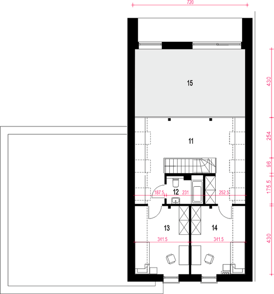 Poddasze projektu Wygodny z garażem 2-st. [A1]