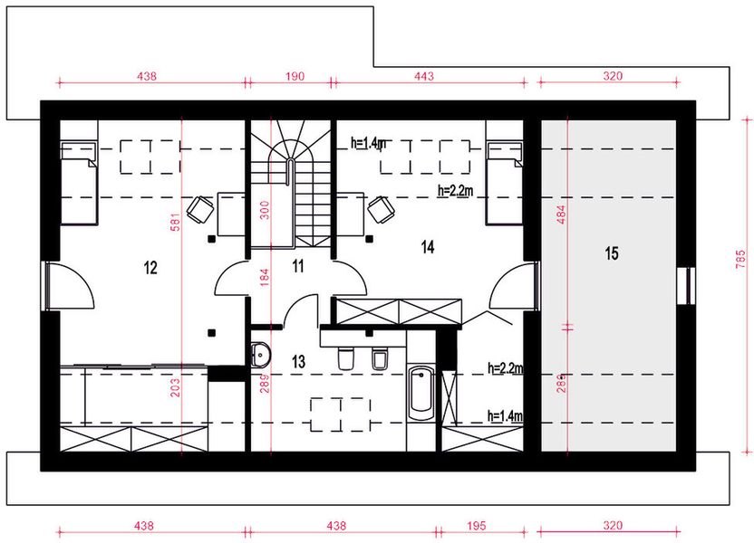 Poddasze projektu Paprotka z garażem 1-st. [A]