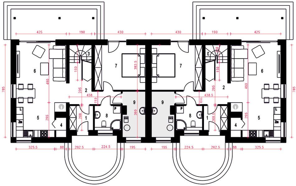 Parter projektu Paprotka bez garażu bliźniak [B-BL]