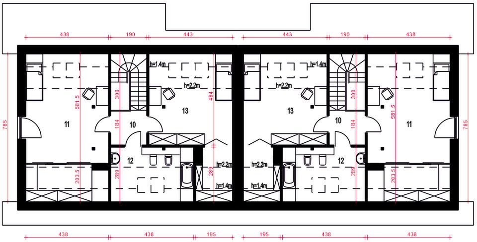 Poddasze projektu Paprotka bez garażu bliźniak [B-BL]