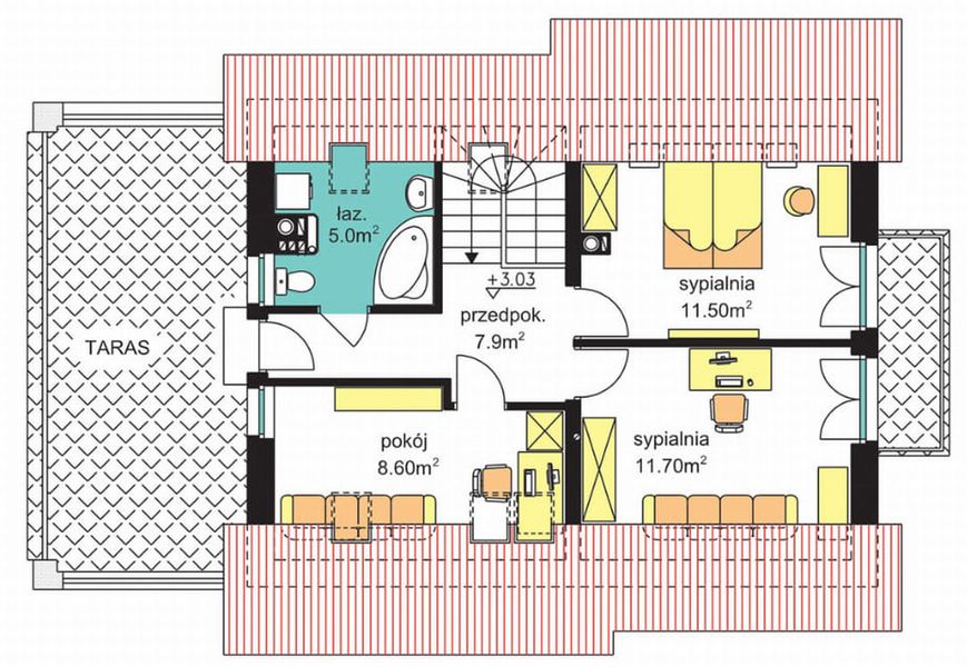 Poddasze projektu BW-03 wariant 7 (FL)