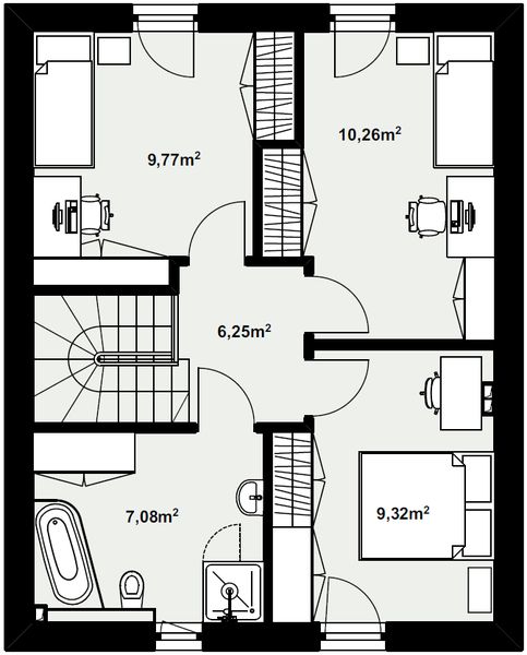 Poddasze projektu Dom murowany Rubin z wiatą garażową