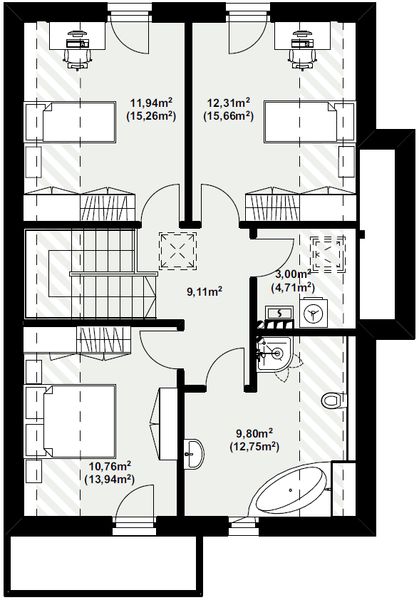 Poddasze projektu Dom murowany Ametyst z garażem