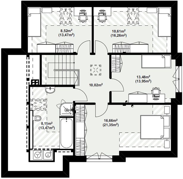 Poddasze projektu Dom murowany Bursztyn z garażem