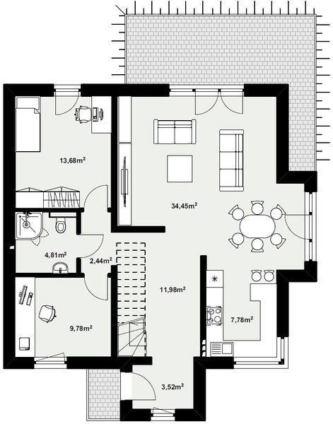 Parter projektu Dom murowany Diament bez garażu