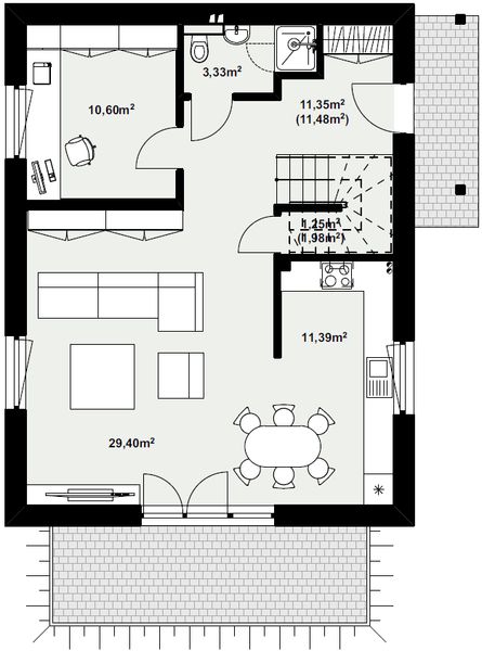 Parter projektu Dom murowany Perła bez garażu