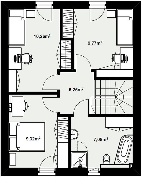 Poddasze projektu Dom murowany Rubin bez garażu