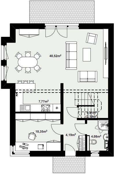 Parter projektu Dom murowany Szafir bez garażu