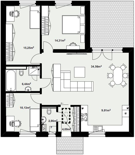 Parter projektu Dom murowany Szmaragd bez garażu