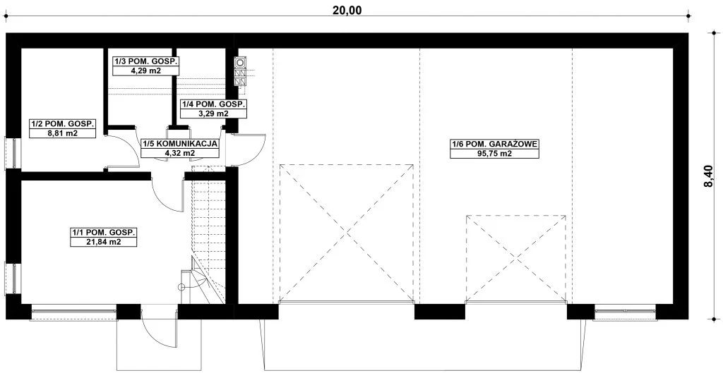 Parter projektu G411 - Budynek gospodarczo-garażowy