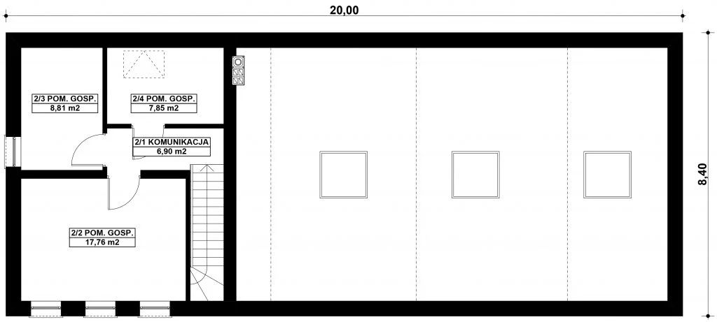 Piętro 1 projektu G411 - Budynek gospodarczo-garażowy