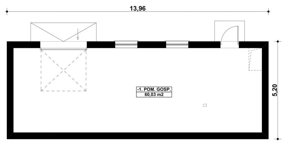 Piwnica projektu G421 - Budynek garażowo – gospodarczy