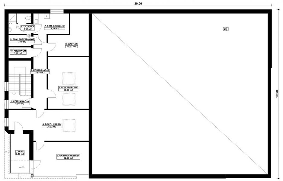 Piętro 1 projektu G423 - Budynek magazynowo – biurowy