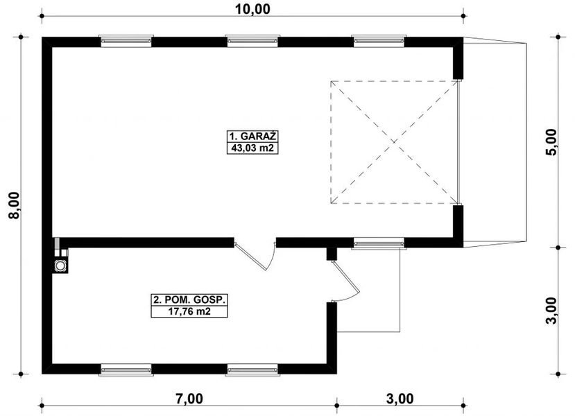 Parter projektu G425 - Budynek garażowo – gospodarczy
