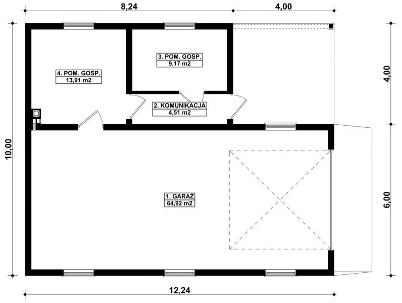 Parter projektu G426 - Budynek garażowo – gospodarczy
