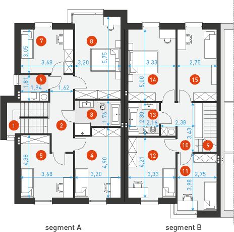 Piętro 1 projektu Modrzewiowy 3