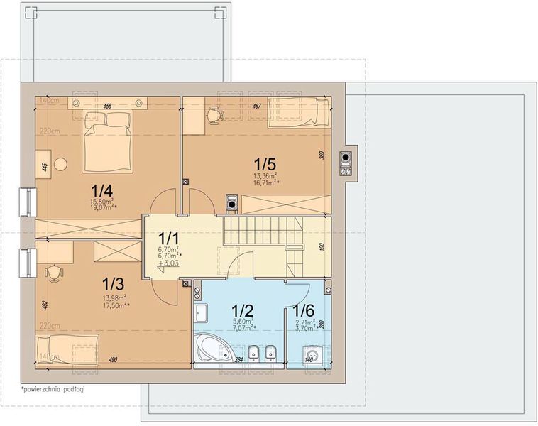 Poddasze projektu Tamarillo 8 modern s2