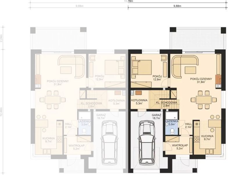 Parter projektu APS 330 wariant 2 bliźniaczy ECO