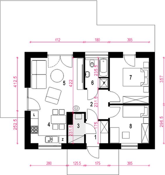 Parter projektu Bratek II bez garażu [B]