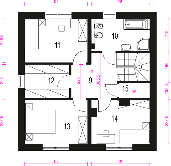Piętro 1 projektu Tadeusz III bez garażu [B]