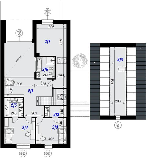 Poddasze projektu Dom Malaga