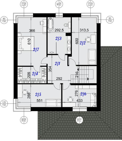 Piętro 1 projektu Dom Neapol