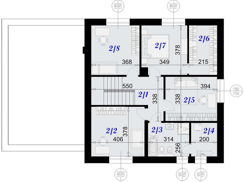 Piętro 1 projektu Dom nad Brdą