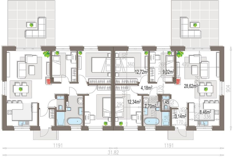 Parter projektu Ola jednorodzinny dwulokalowy