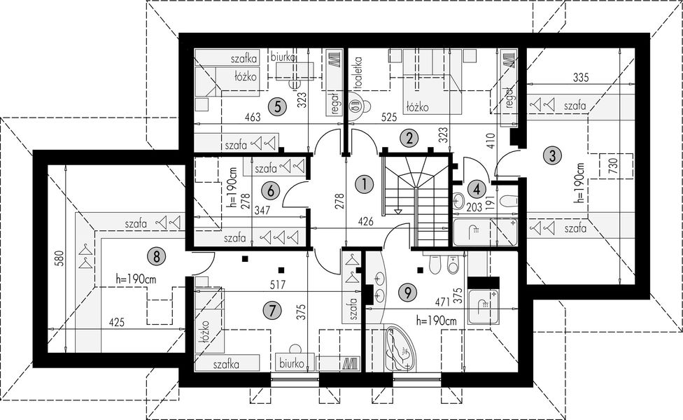 Poddasze projektu Dwulokalowy 1
