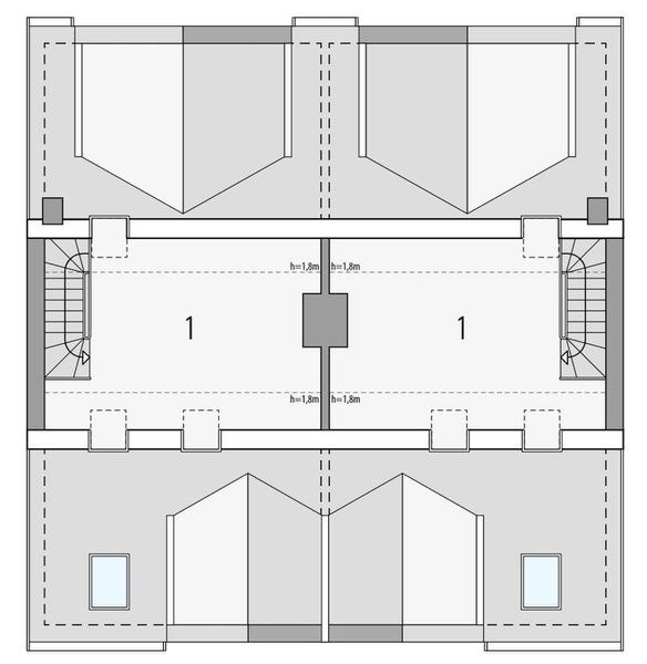 Poddasze projektu Hubert 2 - dwulokalowy PLP
