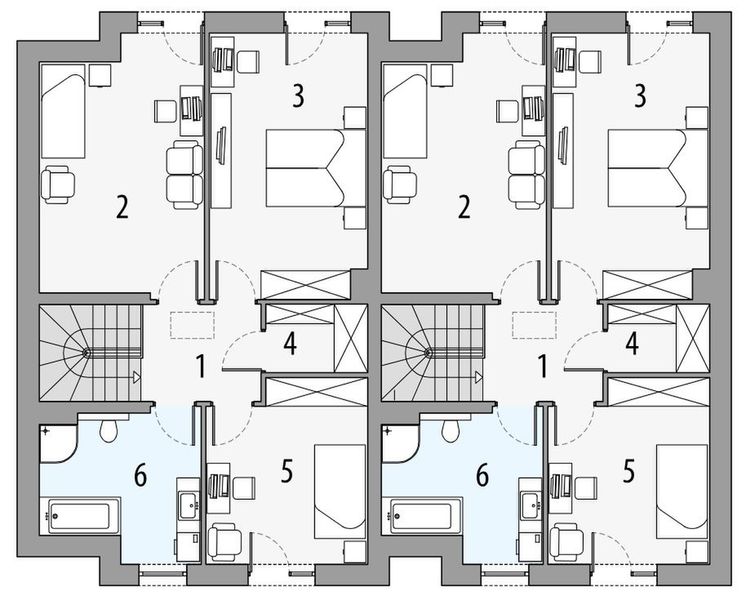 Piętro 1 projektu Oskar 3 - dwulokalowy LP