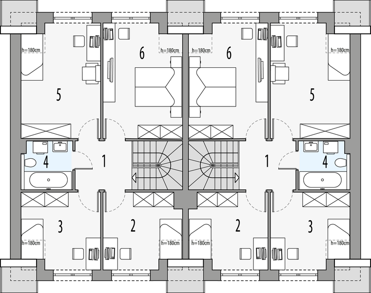 Poddasze projektu Gilbert 6 - dwulokalowy LLL