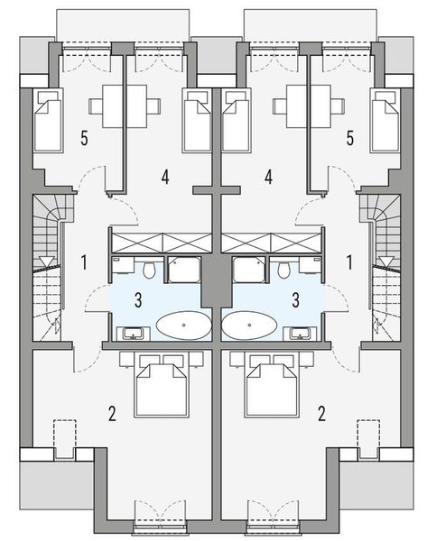 Piętro 1 projektu Erwin - dwulokalowy PLP