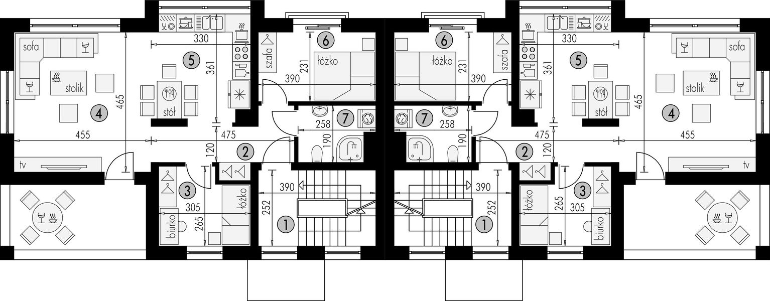 Piętro 1 projektu Bliźniak 3
