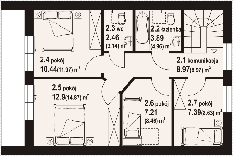 Poddasze projektu Trzebowice a3 pcrte