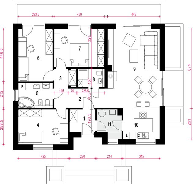 Parter projektu Klara VI bez garażu [B]