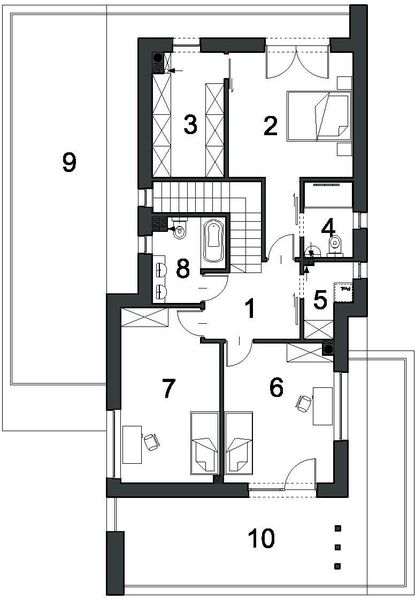 Piętro 1 projektu Przestronny D40 wariant I