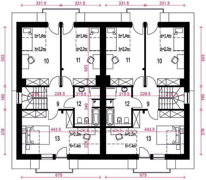 Poddasze projektu Aida z garażem 1-st. bliźniak [A-BL]