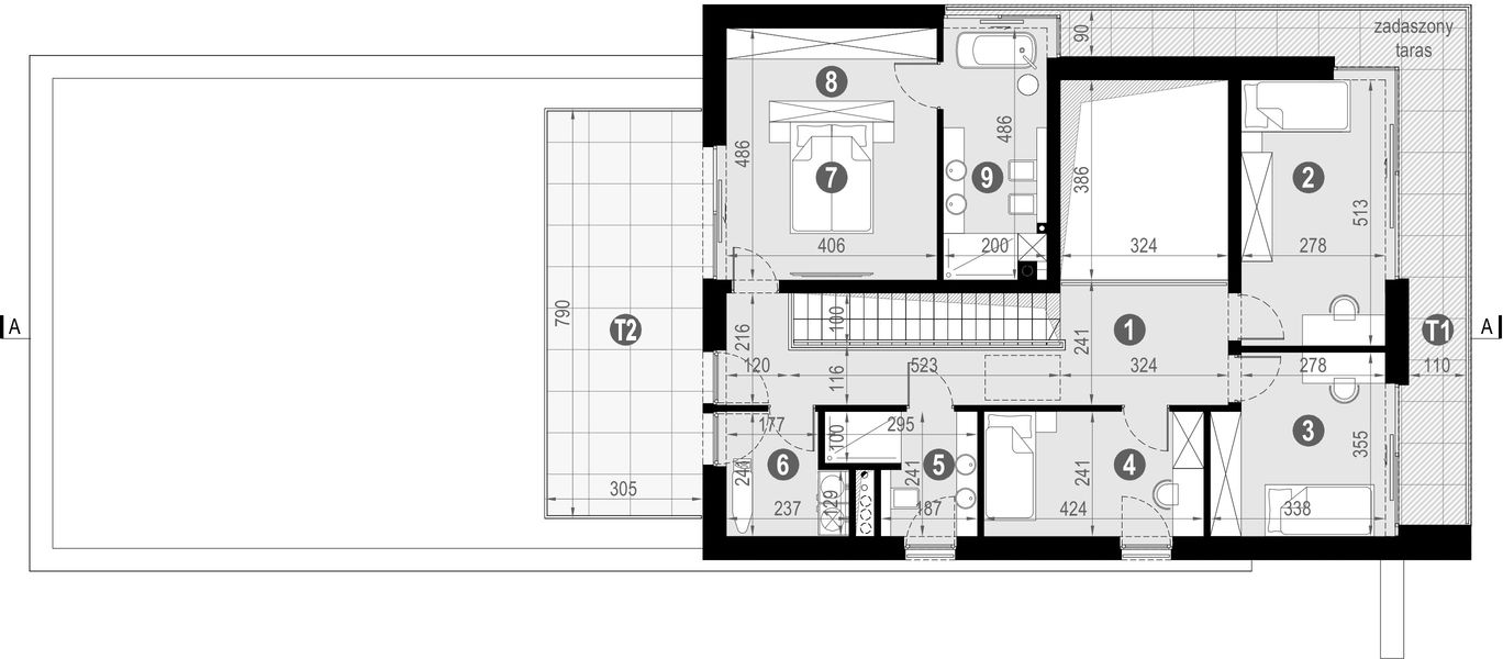 Piętro 1 projektu HomeKoncept 113 wariant 01