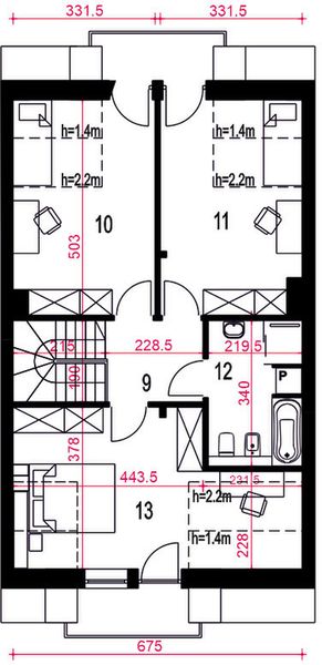 Poddasze projektu Aida z garażem 1-st. szeregówka [A-SZ]
