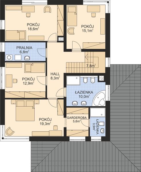 Piętro 1 projektu APS 275 wariant 2