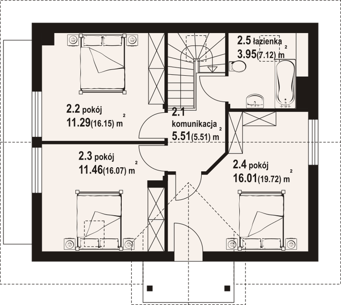 Poddasze projektu Dziekanowice 27 dws