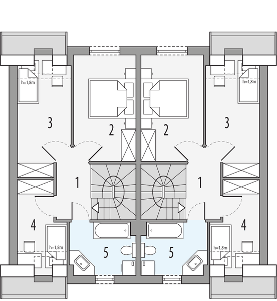 Poddasze projektu Emilka 1 - dwulokalowy PLP