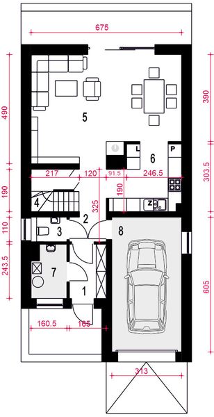 Parter projektu Aria z garażem 1-st. [A]